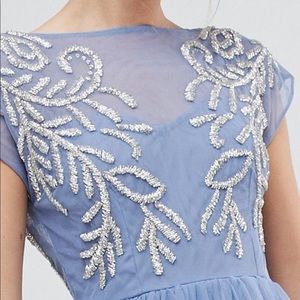 asos design embellished open back tulle midi dress